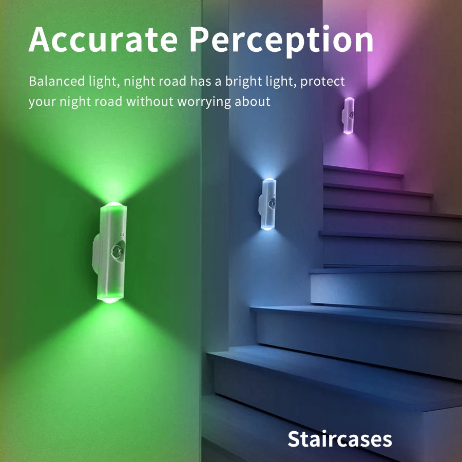 LED Cabinet Lights Motion Sensor Ambient Light Magnetic RGB Rechargeable Wall Sunset Lamp Hallway Stairs Kitchen Night Light